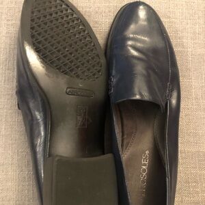Anne Klein Navy Leather Slip-On Loafers